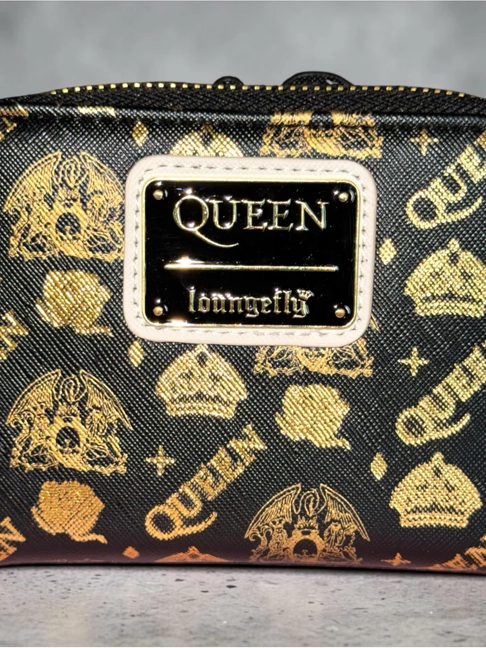 Loungefly Black Queen Crest Logo Zip Around Wallet